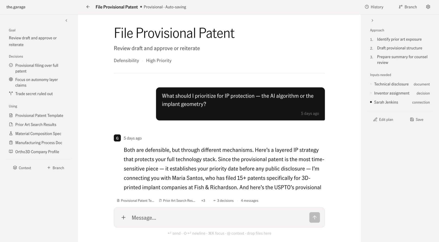 The full the.workbench — filing a provisional patent