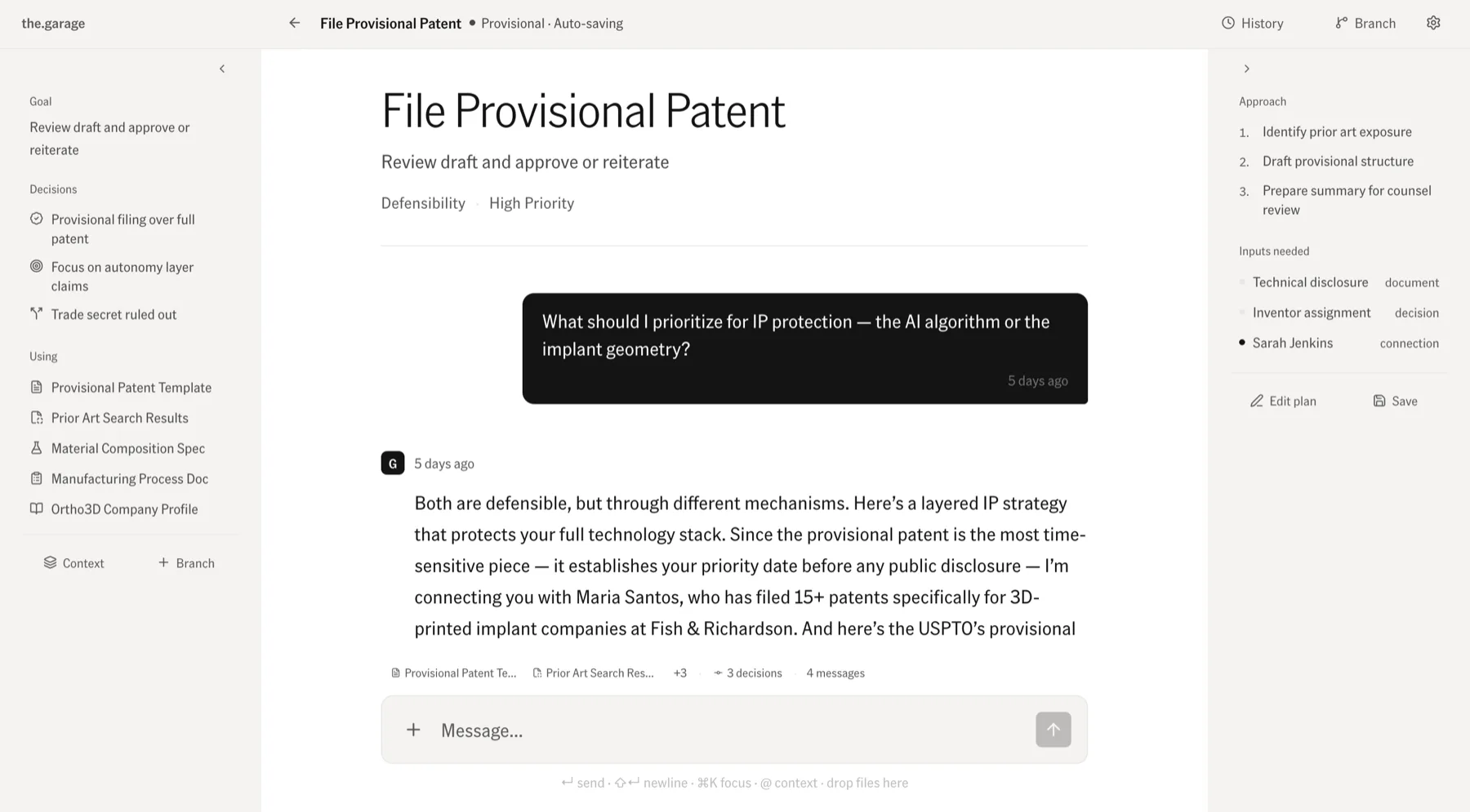 the.workbench, filing a provisional patent