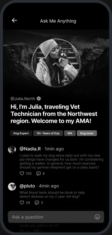 A vet technician's session opening