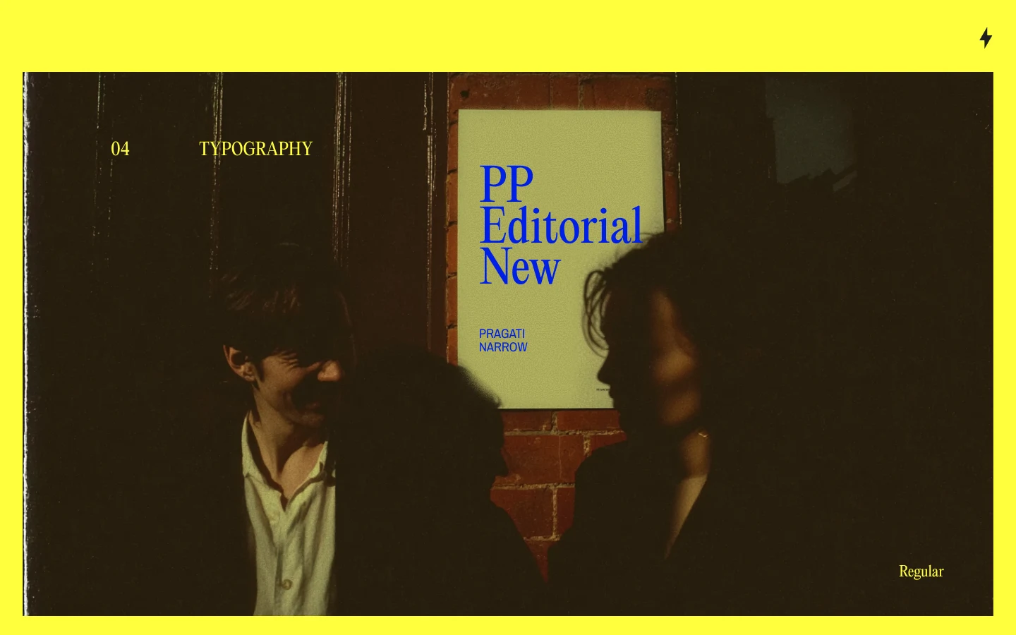 The Lighthouse typography: PP Editorial New paired with Pragati Narrow